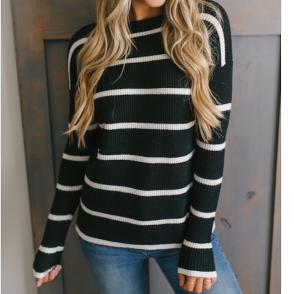Sweaters - Black & White Striped Sweater NWT